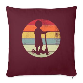Scooter Stunt Scooter pour enfants Rétro - Housse de coussin décorative 45 x 45 cm - bordeaux - Devant