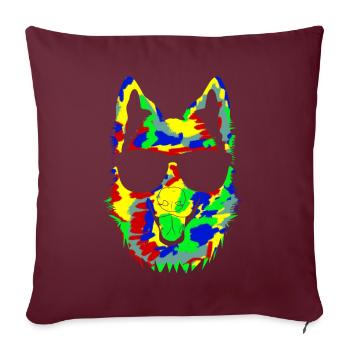 Chien de berger blanc avec lunettes de soleil - Housse de coussin décorative 45 x 45 cm - bordeaux - Devant