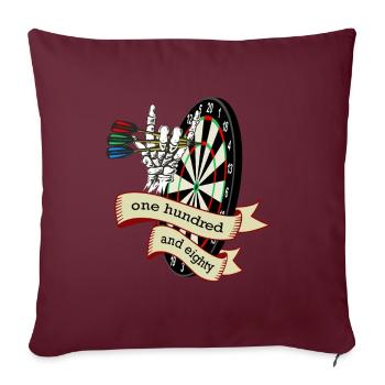 Dart Skull cent quatre-vingts, fléchettes de jeu de fléchettes - Housse de coussin décorative 45 x 45 cm - bordeaux - Devant