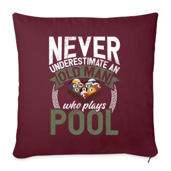 Billard drôle de dicton et conception de billard pour hommes - Housse de coussin décorative 45 x 45 cm - bordeaux - Devant
