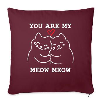 Tu es mon chat miaou miaou - Housse de coussin décorative 45 x 45 cm - bordeaux - Devant
