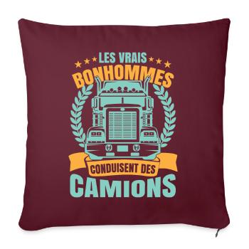 Camion Humour Chauffeur Poids Lourd - Housse de coussin décorative 45 x 45 cm - bordeaux - Devant