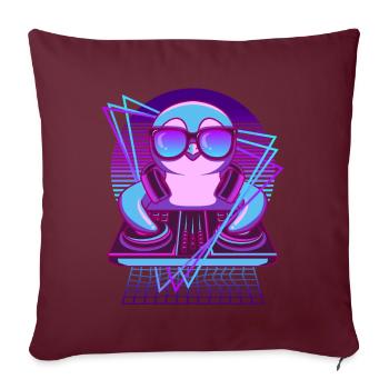 Party Music Techno Penguin Vaporwave DJ Penguin - Housse de coussin décorative 45 x 45 cm - bordeaux - Devant
