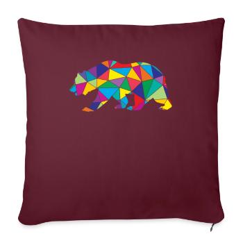 Géométrie polygonale à faible poly ours - Housse de coussin décorative 45 x 45 cm - bordeaux - Devant