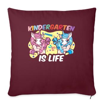 La maternelle est la vie dit doux humour des enfants - Housse de coussin décorative 45 x 45 cm - bordeaux - Devant