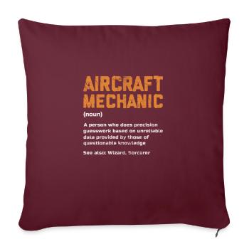 Mécanicien d’avion Aviation Cadeau d’avion - Housse de coussin décorative 45 x 45 cm - bordeaux - Devant