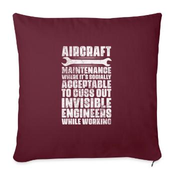 Mécanicien d’avion Aviation Cadeau d’avion - Housse de coussin décorative 45 x 45 cm - bordeaux - Devant