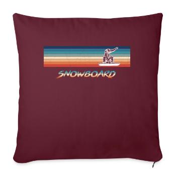 Snowboard Retro Vintage Snowboarder - Housse de coussin décorative 45 x 45 cm - bordeaux - Devant