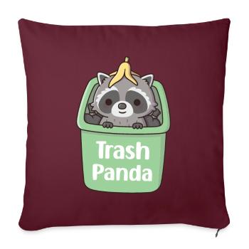 Mignon raton laveur avec peau de banane dans la poubelle - Housse de coussin décorative 45 x 45 cm - bordeaux - Devant