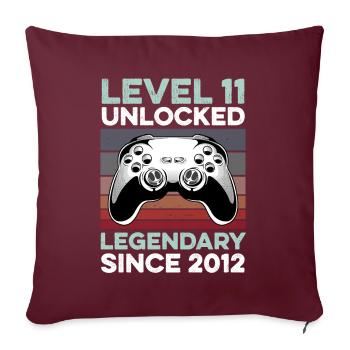 Niveau 11 ans Année d’anniversaire 2012 Gamer Boy - Housse de coussin décorative 45 x 45 cm - bordeaux - Devant