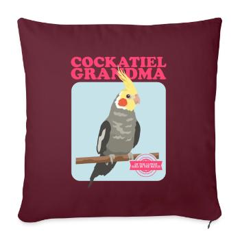 Grand-mère Cockatiel | Cadeau du propriétaire d’oiseau - Housse de coussin décorative 45 x 45 cm - bordeaux - Devant