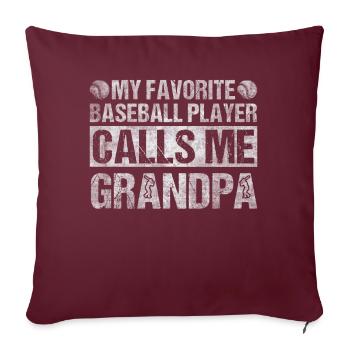 Mon joueur de baseball préféré m’appelle grand-père - Housse de coussin décorative 45 x 45 cm - bordeaux - Devant