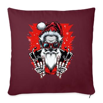 Rock n Roll Skeleton Santa Claus Funny Christmas - Sofakissenbezug 45 x 45 cm - Burgunderrot - Vorne