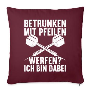 Dart Dartpfeil Dartscheibe - Sofakissenbezug 45 x 45 cm - Burgunderrot - Vorne
