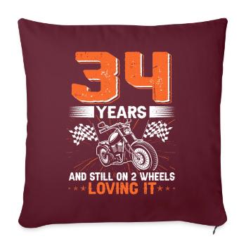 34 ans et toujours sur 2 roues 34e anniversaire - Housse de coussin décorative 45 x 45 cm - bordeaux - Devant
