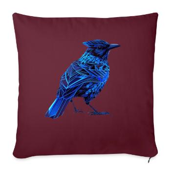 Géométrique Bleu Geai Oiseau Coloré Abstrait Oiseau Lov - Housse de coussin décorative 45 x 45 cm - bordeaux - Devant