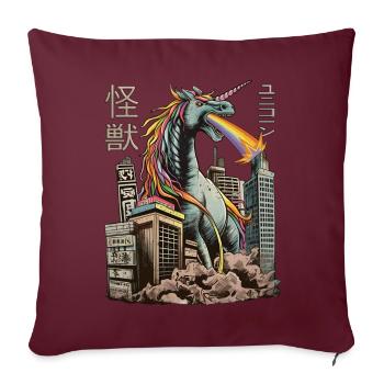 Kaiju Licorne Monstre Japonais Anime Manga - Housse de coussin décorative 45 x 45 cm - bordeaux - Devant