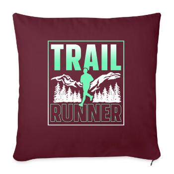 Course de trail Course Course en sentier - Housse de coussin décorative 45 x 45 cm - bordeaux - Devant