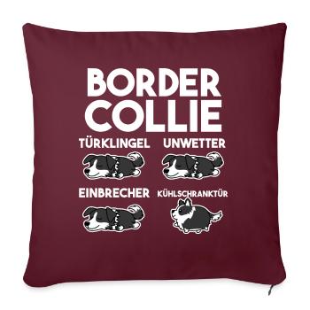 Hund Border Collie - Sofakissenbezug 45 x 45 cm - Burgunderrot - Vorne