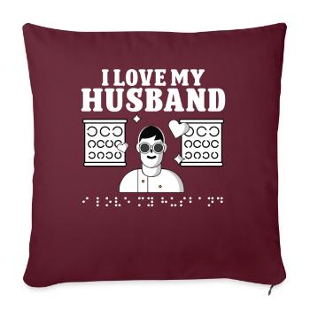 Blindheit J’aime mon mari Conscience de la cécité - Housse de coussin décorative 45 x 45 cm - bordeaux - Devant