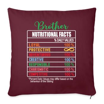 Brother Valeurs nutritionnelles Journée nationale des frères - Housse de coussin décorative 45 x 45 cm - bordeaux - Devant