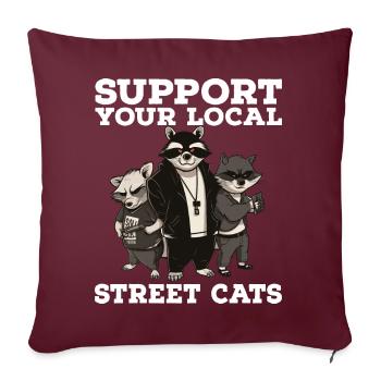 Support Your Local Street Cats Waschbär Opossum - Sofakissenbezug 45 x 45 cm - Burgunderrot - Vorne