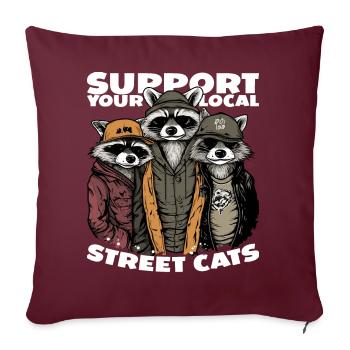 Support Your Local Street Cats Waschbär Opossum - Sofakissenbezug 45 x 45 cm - Burgunderrot - Vorne