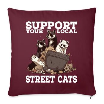 Support Your Local Street Cats Waschbär Opossum - Sofakissenbezug 45 x 45 cm - Burgunderrot - Vorne