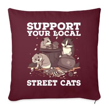 Support Your Local Street Cats Waschbär Opossum - Sofakissenbezug 45 x 45 cm - Burgunderrot - Vorne