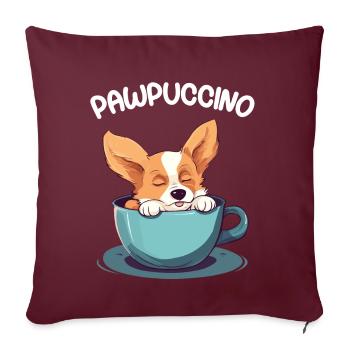 Pawpuccino Puppucino Chien dans la tasse de café Corgi - Housse de coussin décorative 45 x 45 cm - bordeaux - Devant