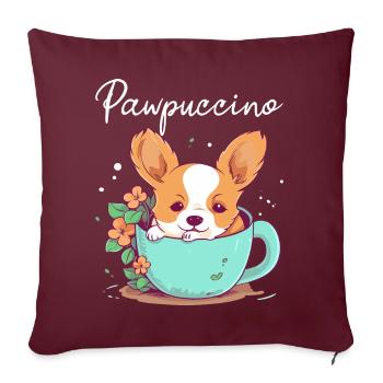 Pawpuccino Puppucino Chien dans la tasse de café Corgi - Housse de coussin décorative 45 x 45 cm - bordeaux - Devant