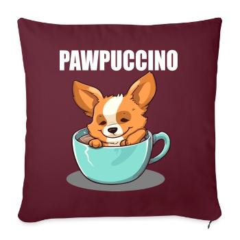 Pawpuccino Puppucino Chien dans la tasse de café Corgi - Housse de coussin décorative 45 x 45 cm - bordeaux - Devant