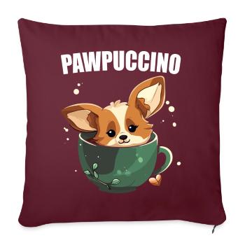 Pawpuccino Puppucino Chien dans la tasse de café Corgi - Housse de coussin décorative 45 x 45 cm - bordeaux - Devant