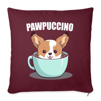 Pawpuccino Puppucino Chien dans la tasse de café Corgi - Housse de coussin décorative 45 x 45 cm - bordeaux - Devant