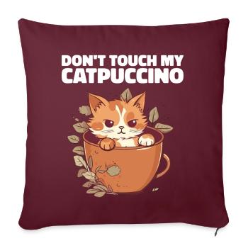 Catpuccino chat dans une tasse de café - Housse de coussin décorative 45 x 45 cm - bordeaux - Devant