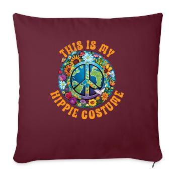 Hippie Peace Zeichen Frieden Blumen Blumenkind - Sofakissenbezug 45 x 45 cm - Burgunderrot - Vorne