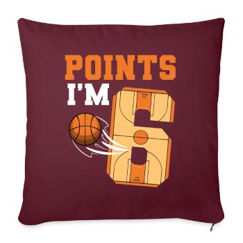 Basketball Anniversaire Enfants 6e anniversaire Fête à thème - Housse de coussin décorative 45 x 45 cm - bordeaux - Devant