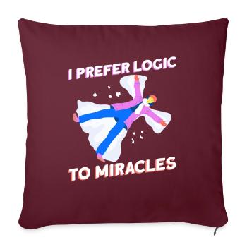 Je préfère la logique aux miracles - Athée - Housse de coussin décorative 45 x 45 cm - bordeaux - Devant