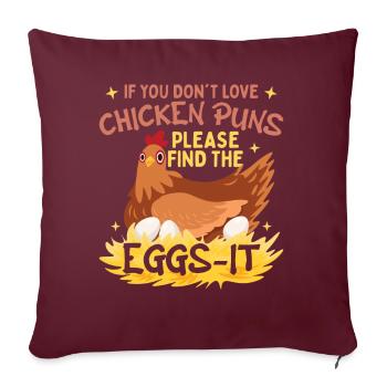 Jeu de mots sur le poulet - Housse de coussin décorative 45 x 45 cm - bordeaux - Devant