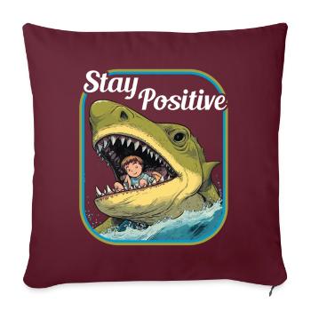 Stay Positiv Shark Hai mit Kind - Sofakissenbezug 45 x 45 cm - Burgunderrot - Vorne