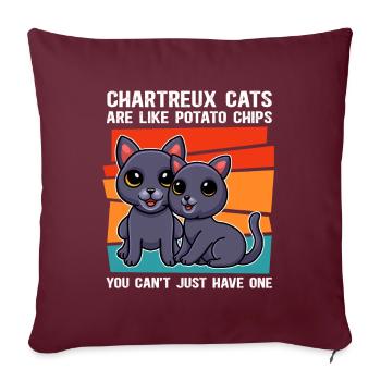 Chartreux Chartreux Chartreux Chat Propriétaire Cadeau - Housse de coussin décorative 45 x 45 cm - bordeaux - Devant