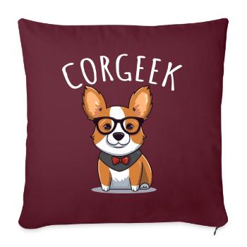 Corgi avec lunettes Geeks Nerds Corgis chien Corgeek - Housse de coussin décorative 45 x 45 cm - bordeaux - Devant