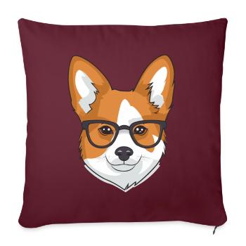 Corgi avec lunettes Geeks Nerds Corgis chien Corgeek - Housse de coussin décorative 45 x 45 cm - bordeaux - Devant