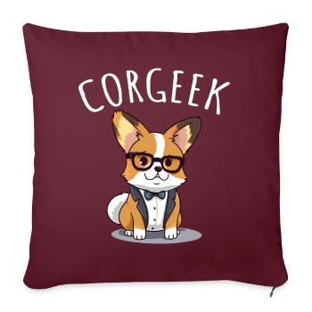Corgi avec lunettes Geeks Nerds Corgis chien Corgeek - Housse de coussin décorative 45 x 45 cm - bordeaux - Devant