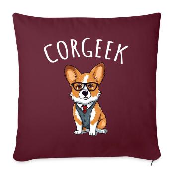 Corgi avec lunettes Geeks Nerds Corgis chien Corgeek - Housse de coussin décorative 45 x 45 cm - bordeaux - Devant