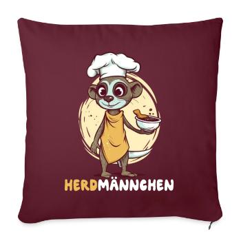 Herdmännchen Erdmännchen Koch - Sofakissenbezug 45 x 45 cm - Burgunderrot - Vorne