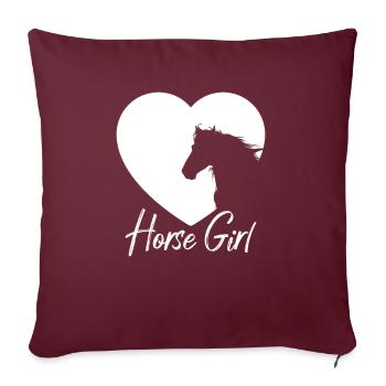 Cheval Fille Cheval Chevaux Mignons - Housse de coussin décorative 45 x 45 cm - bordeaux - Devant