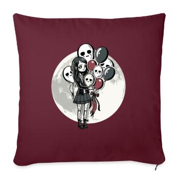 Goth Girl tient des ballons crâniens - Gothique - Housse de coussin décorative 45 x 45 cm - bordeaux - Devant