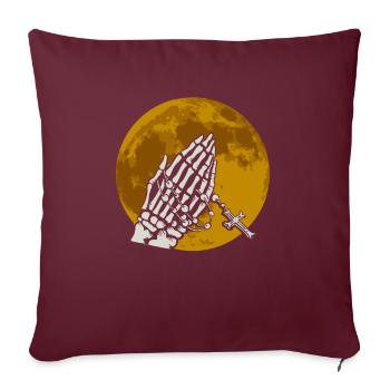 Mains squelettiques priantes - Gothique gothique - Housse de coussin décorative 45 x 45 cm - bordeaux - Devant