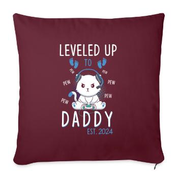 Leveled Up To Daddy Est. 2023 Gaming Cat - Sofakissenbezug 45 x 45 cm - Burgunderrot - Vorne